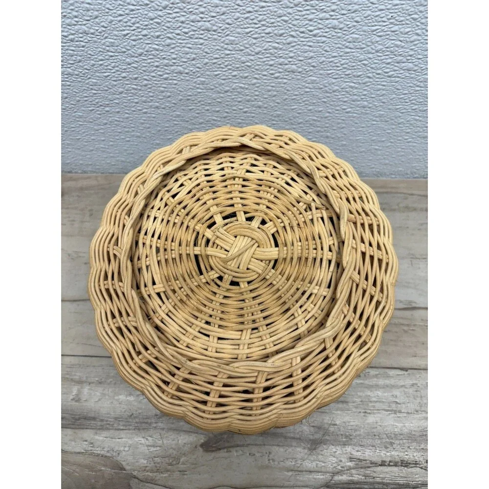 Vtg Handwoven Double Wave Basket Cherokee Style Handmade In USA